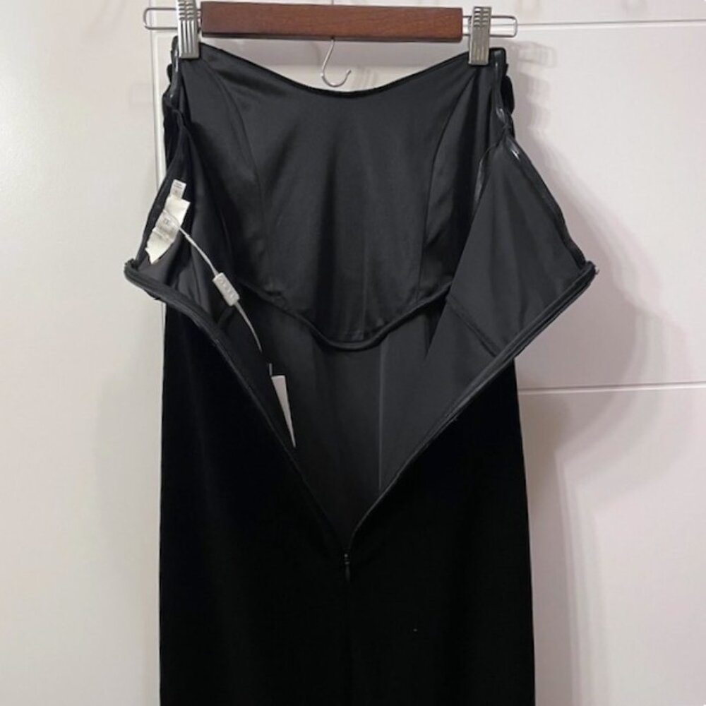 NEW ASTR Meghan Ruched Strapless Velvet Midi Dress Black Size Small - Picture 12 of 16